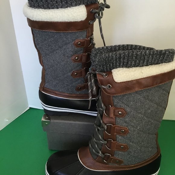 Dream Pairs Gray, Black & Tan Water Resistant Winter Boots - Picture 7 of 12
